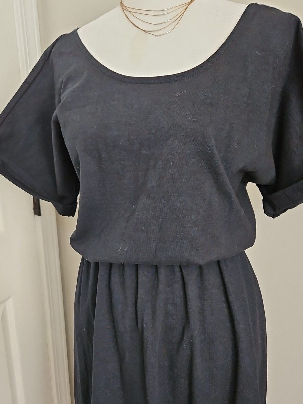 NWT FP Beach Sorrento Black Cotton Tie Back Midi Dress Short Sleeve XS - Picture 8 of 13